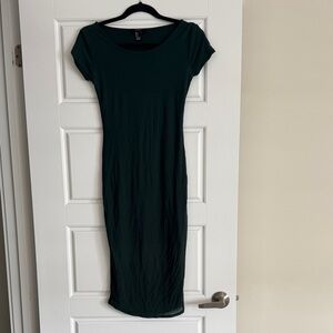 Forever 21 Dark Green Short Sleeve Midi Dress